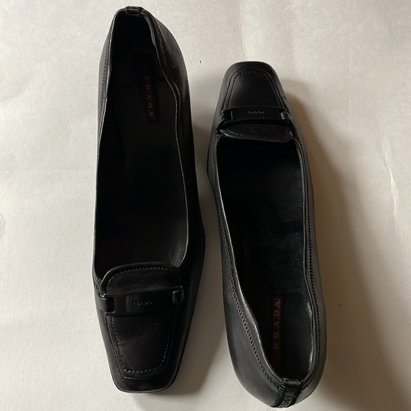 Prada Sport Black Leather Loafer Pumps Size 40 - Picture 3 of 14